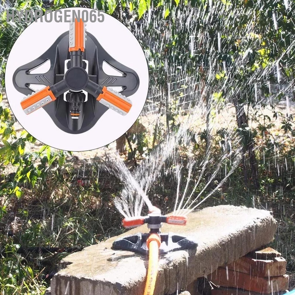 Hydrogen065 Đầu Phun Cỏ 3 Cánh Tay Vòi Nước Tưới Xoay Tự Động 360° Cho Sân Vườn Cam