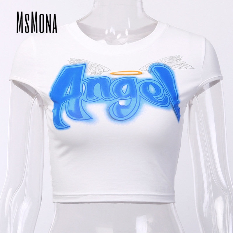 Áo Thun Tay Ngắn Cổ Tròn Màu Trơn In Chữ Thời Trang 2023 Dành Cho Nữ