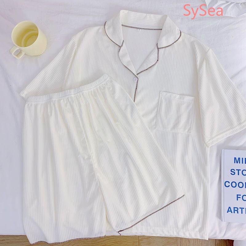 Bộ Đồ Ngủ Áo Tay Ngắn Phối Quần Short Thời Trang Mùa Hè Cho Nữ