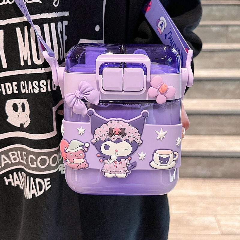 Bình Nước Hình Vuông Thiết Kế Dễ Thương Có Ống Hút Cho Bé Gái 2023