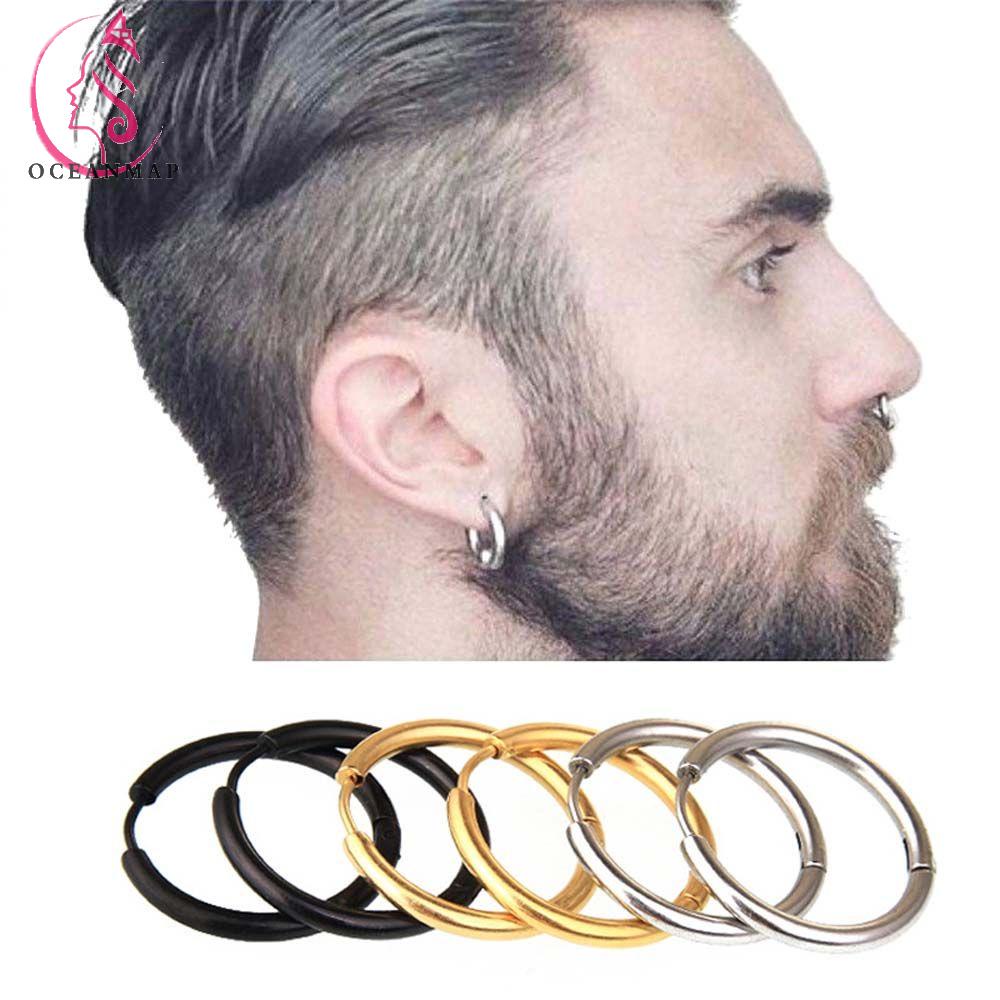 Khuyên tai tròn bằng thép titan phong cách Punk cá tính