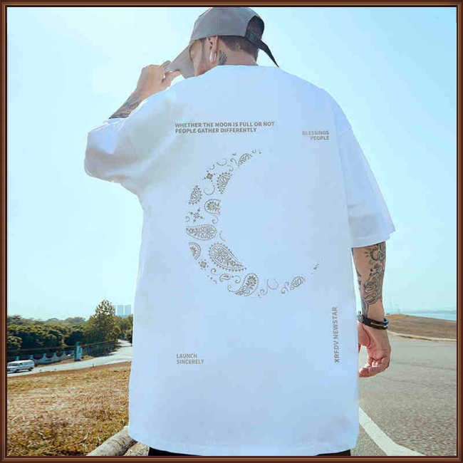 Áo Thun Tay Ngắn Cổ Tròn Dáng Rộng In Họa Tiết Đơn Giản Kiểu Retro Thời Trang Mùa Hè Cho Nam