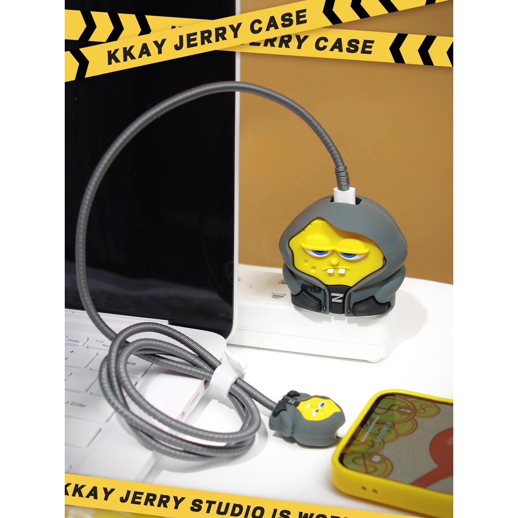 20W fast charging head three piece protective case Apple 14 charger protective case Cartoon shaped mobile phone charging cable protective case USB-C power adapter protective case Anti break and anti deformation charging cable charger protective case