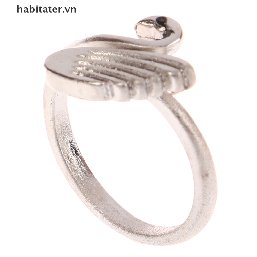 TATER Adjustable White Swan Open Ring Knitg Crochet Metal Loop Sewing Accessories VN