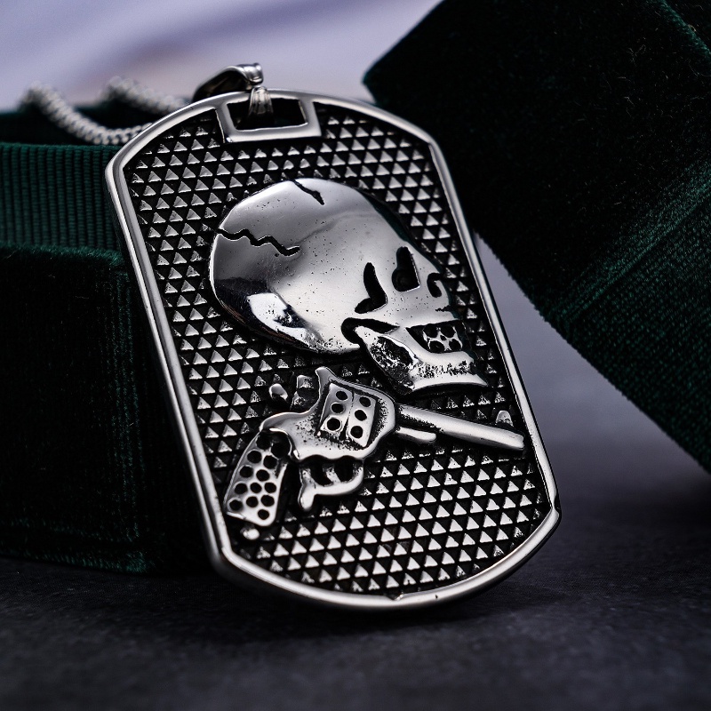 Vòng cổ Thép Titan Mặt Đầu Lâu Phong Cách Hip Hop Thời Trang Cho Nam Và Nữ