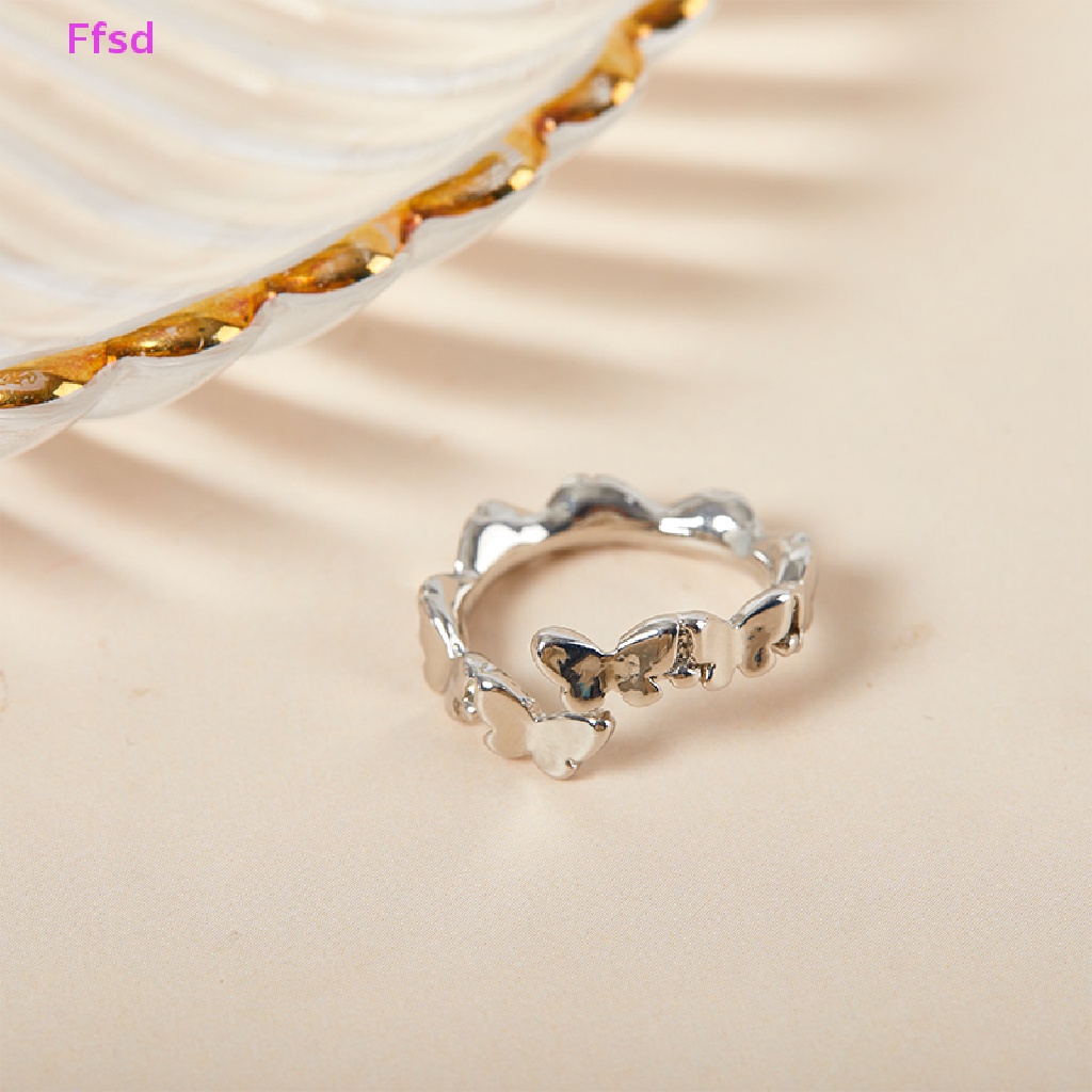 {Ffsd} Nhẫn Hình Bướm Màu Bạc Điều Chỉnh Được Thiết Kế Sáng Tạo Thời Trang Dành Cho Nam Và Nữ Làm Quà Tặng Trang Sức *