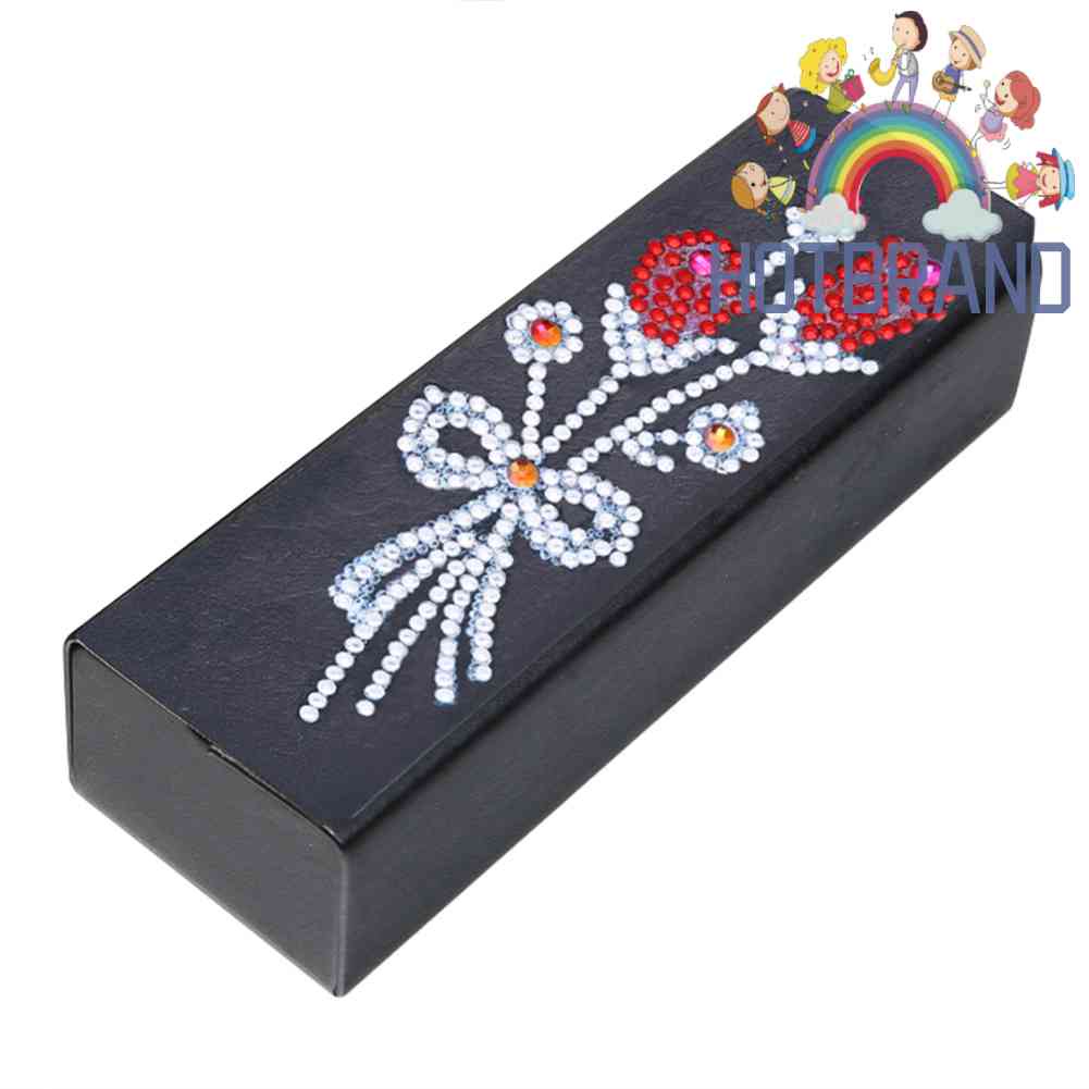 Hộp Đựng Mắt Kính Bằng Da Đính Hạt Kim Cương DIY Ốp