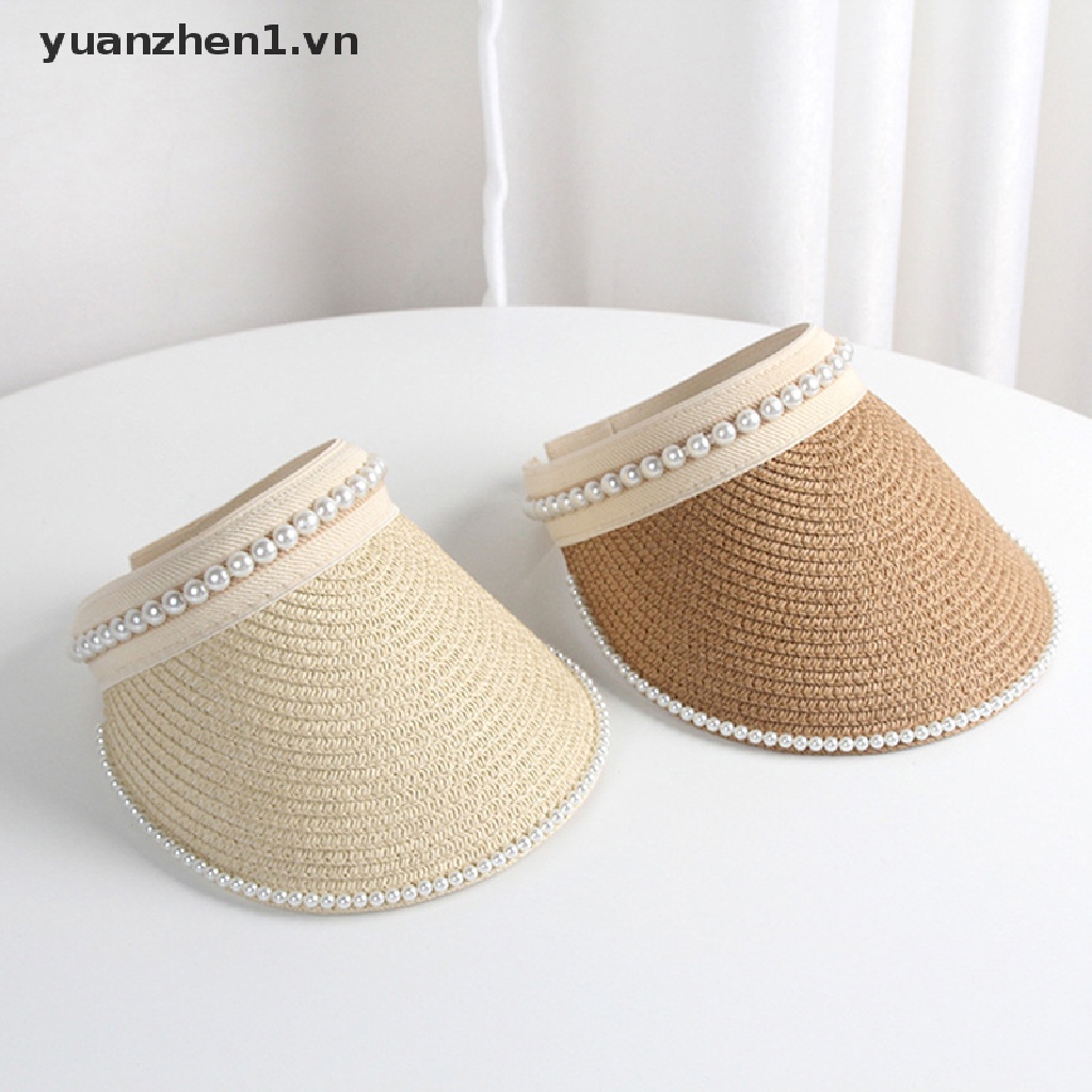 Mũ Lưỡi Trai Nửa Đầu Chống Nắng Đính Ngọc Trai Giả Thời Trang Đi Biển Mùa Hè Cho Nữ
