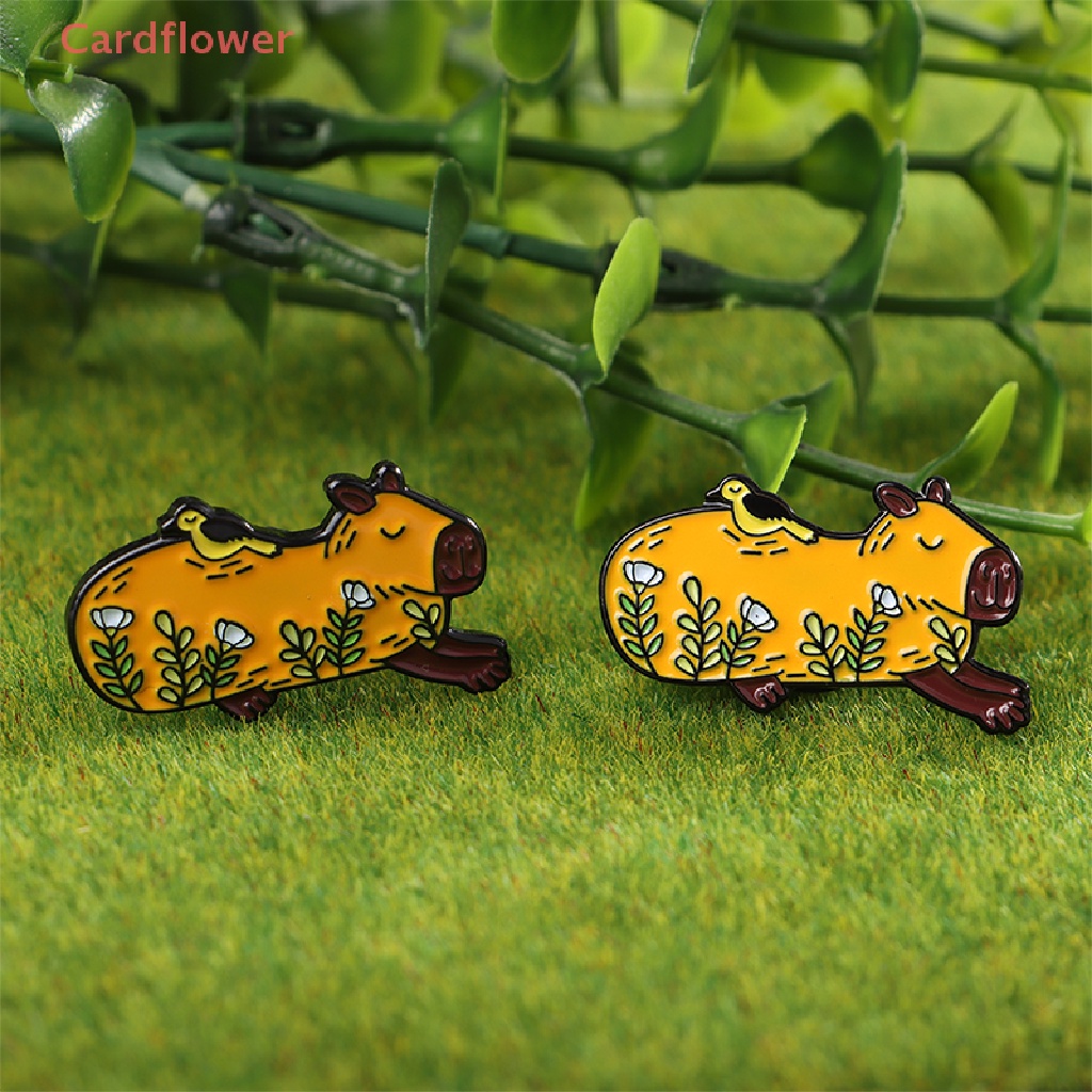 Huy Hiệu Cài Áo Hình Hoạt Hình &lt; Cardflower &gt; Capybara Tráng Men Dễ Thương Phụ Kiện Ba Lô Quần Áo Mới