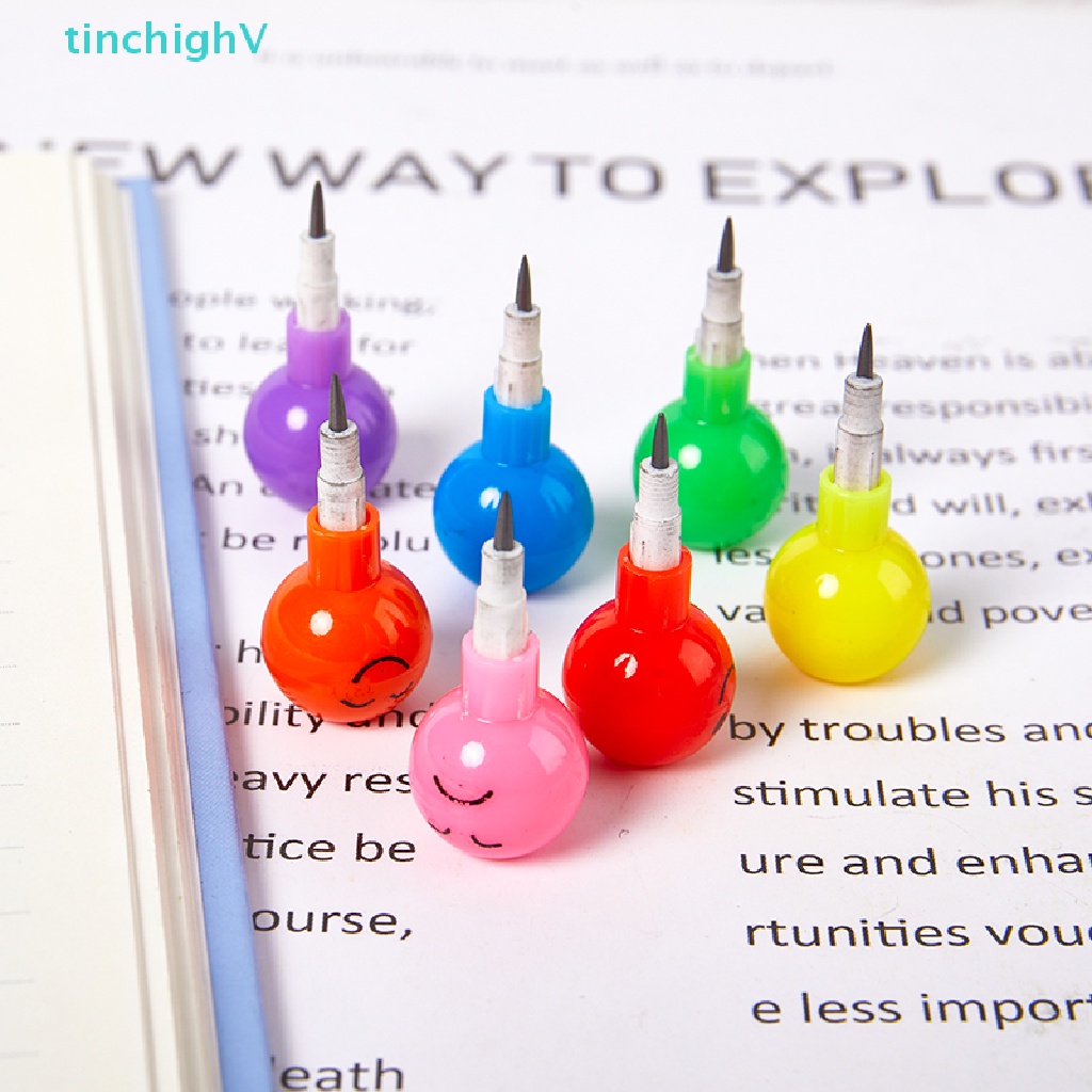 Set 2 Bút Chì Họa Tiết Mặt Cười Hoạt Hình Nhiều Màu Sắc Dành Cho Trẻ Em