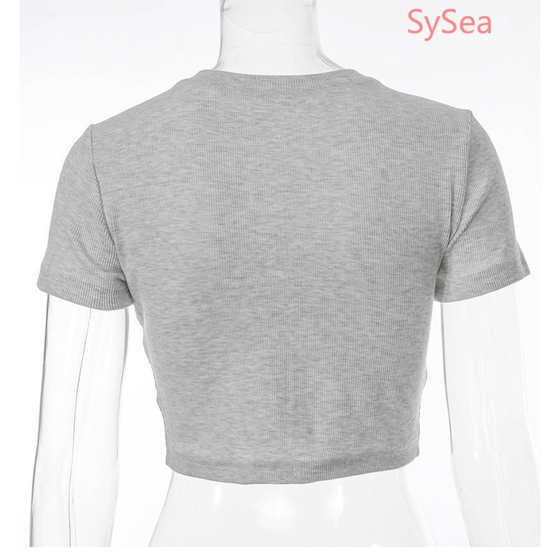 Áo Croptop Màu Xám Thiết Kế Quyến Rũ Thời Trang Mùa Hè Cho Nữ