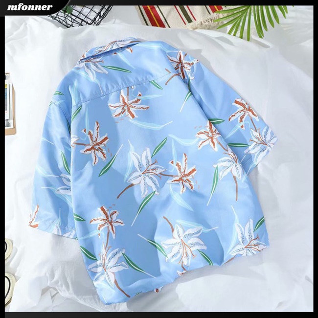 Áo Sơ Mi Nam Tay Ngắn Dáng Rộng Phong Cách Bãi Biển Hawaii Thời Trang Mùa Hè