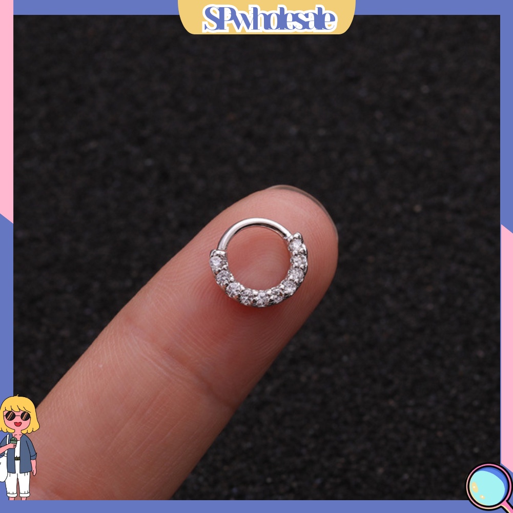 &lt;SPwholesale&gt; 1 Khuyên Mũi Tròn Đính Đá Zircon Thời Trang