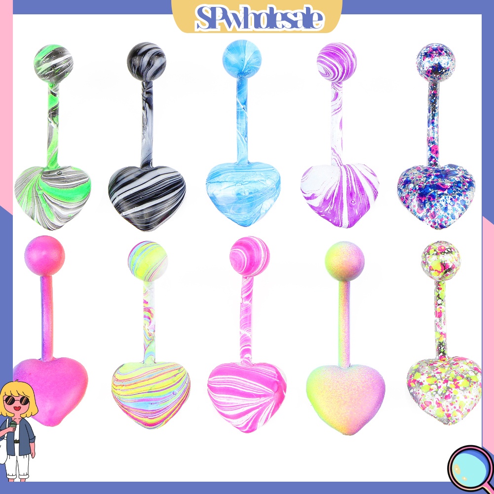 <SPwholesale> Set 5 / 10 Khuyên RốN NhiềU MàU SắC