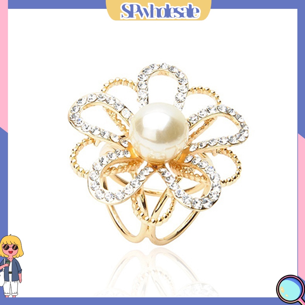 &lt;SPwholesale&gt; Khóa Cài Khăn Choàng Đính Đá Và Ngọc Trai Giả Bằng Hợp Kim Thời Trang Dự Tiệc