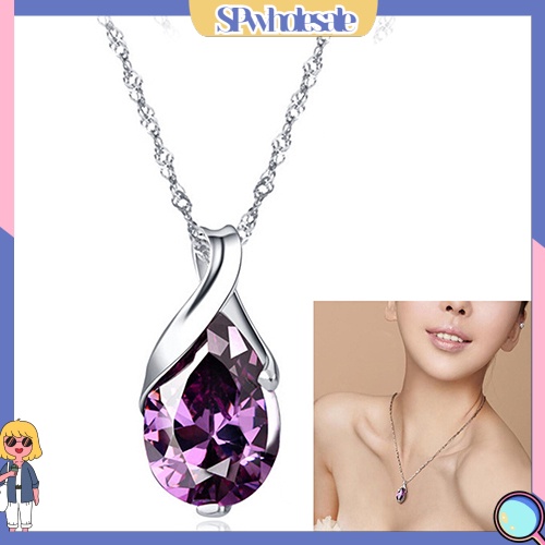 &lt;SPwholesale&gt; Vòng cổ Đính Đá Zircon Tím Sang Trọng Cho Nữ