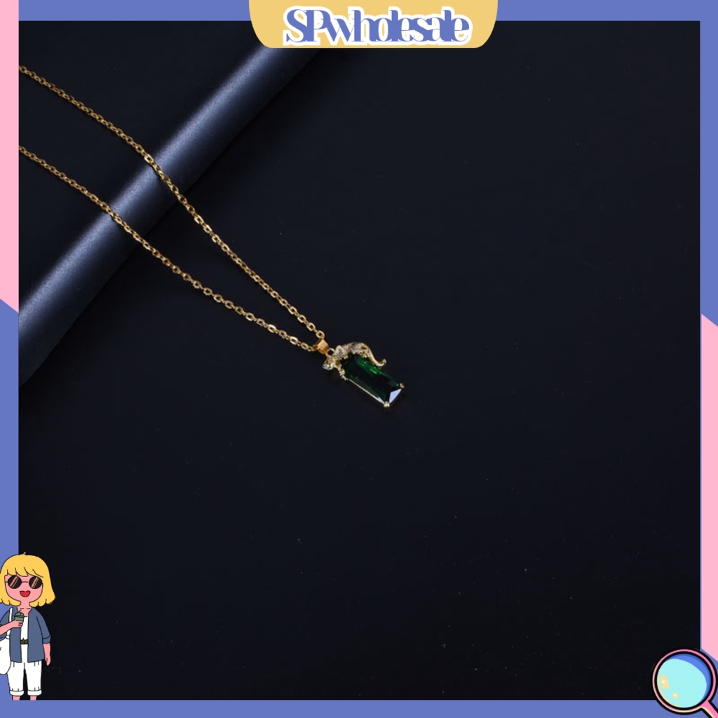 &lt;SPwholesale&gt; Vòng cổ Mặt Hình Con Báo Đính Ngọc Lục Bảo Sáng Tạo