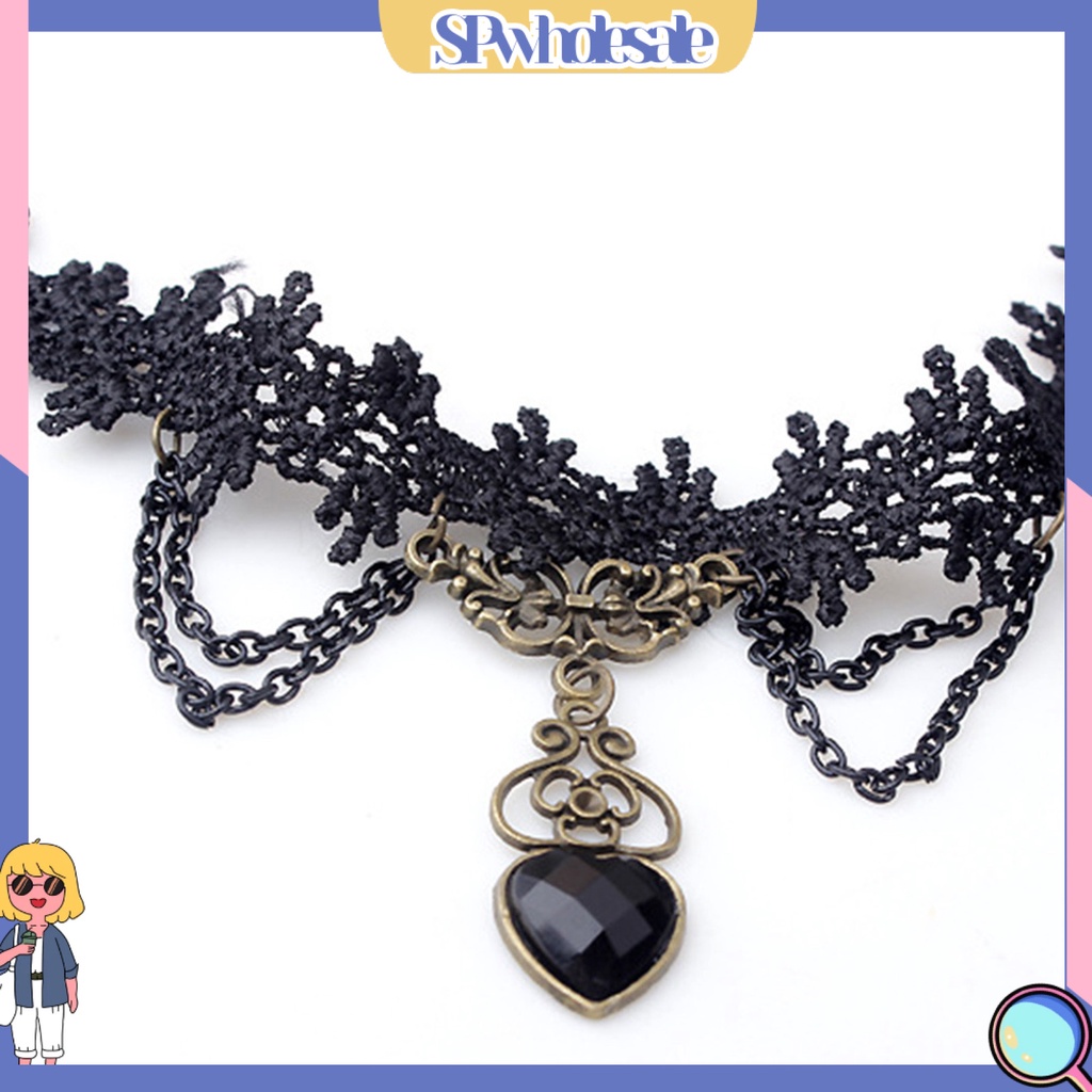&lt;SPwholesale&gt; Vòng Cổ Choker Ren Hoa Màu Đen Quyến Rũ