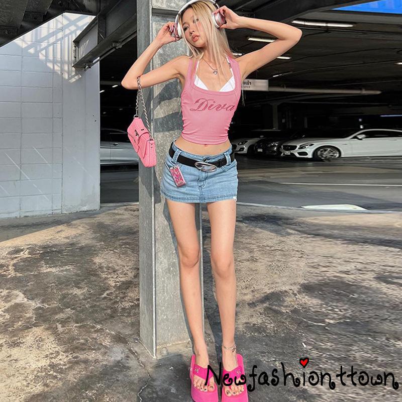 Áo Tank Top Nữ Cổ Chữ U In Chữ Gợi Cảm