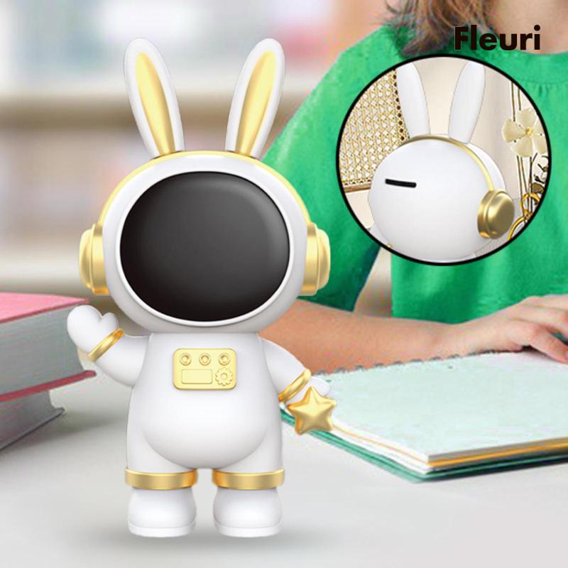 Hộp Tiết Kiệm Tiền Hình Thỏ Phi Hành Gia Màu Trắng Dành Cho Bé Gái