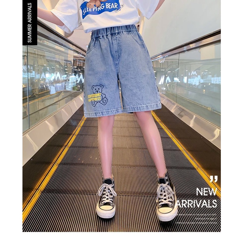 Quần Short Denim Mỏng Dáng Rộng Phong Cách Phương Tây Thời Trang Mùa Hè Dành Cho Bé Gái