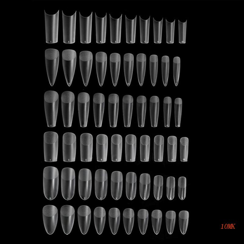 Bộ 500 Móng Tay Giả Bằng Acrylic Trong Suốt Tự Nhiên Che Phủ Toàn Diện / Một Nửa Dùng Trang Trí Móng Tay