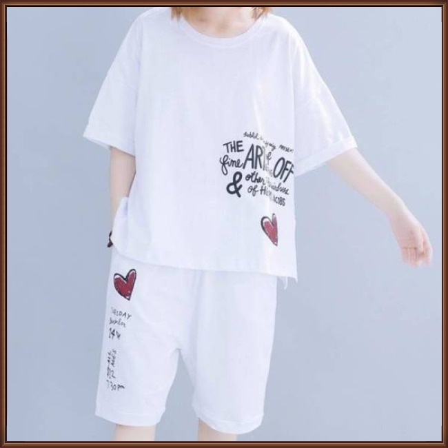 Set Đồ Mùa Hè 2 Món Gồm Áo Thun Tay Cộc + Quần Ngắn In Họa Tiết Thời Trang Cho Nữ