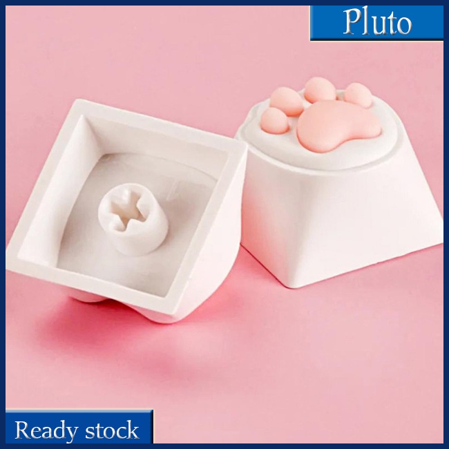 Mới Set 4 Nút Bàn Phím Silicon Hình Bàn Chân Mèo Dễ Thương