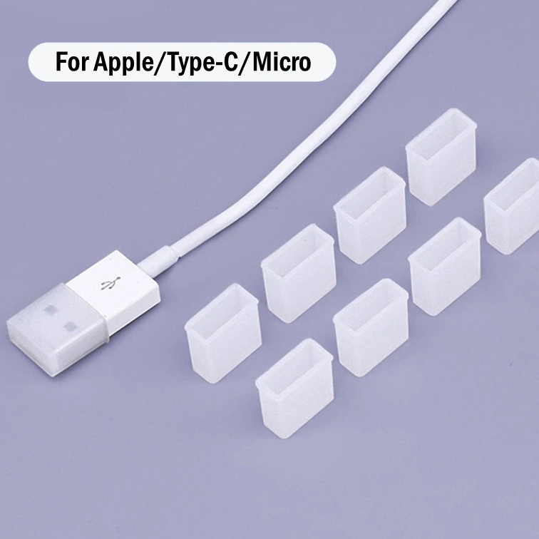 Vỏ Bọc Silica Gel Trong Suốt Chống Bụi Chống Oxy Hóa Cho Micro USB Type-C