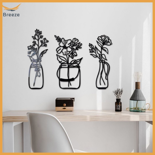Bộ 3 Miếng Dán Tường Trang Trí Tráng Gương Acrylic Hình Lọ Hoa 3d Rỗng Tự Dính Trang Trí Nhà Cửa