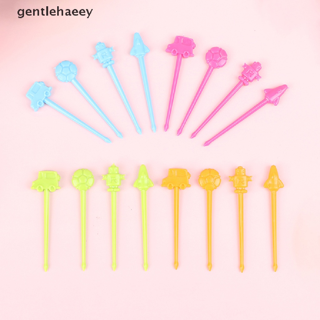 Set 12 Nĩa Ăn Trái Cây Hình Xe Hơi / Máy Bay / Quả Bóng Đá Hoạt Hình