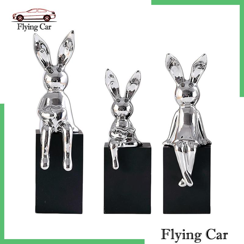 [Lzdjfmy2] 3 Tượng Thỏ Gia Đình Trang Trí Phòng Ngủ