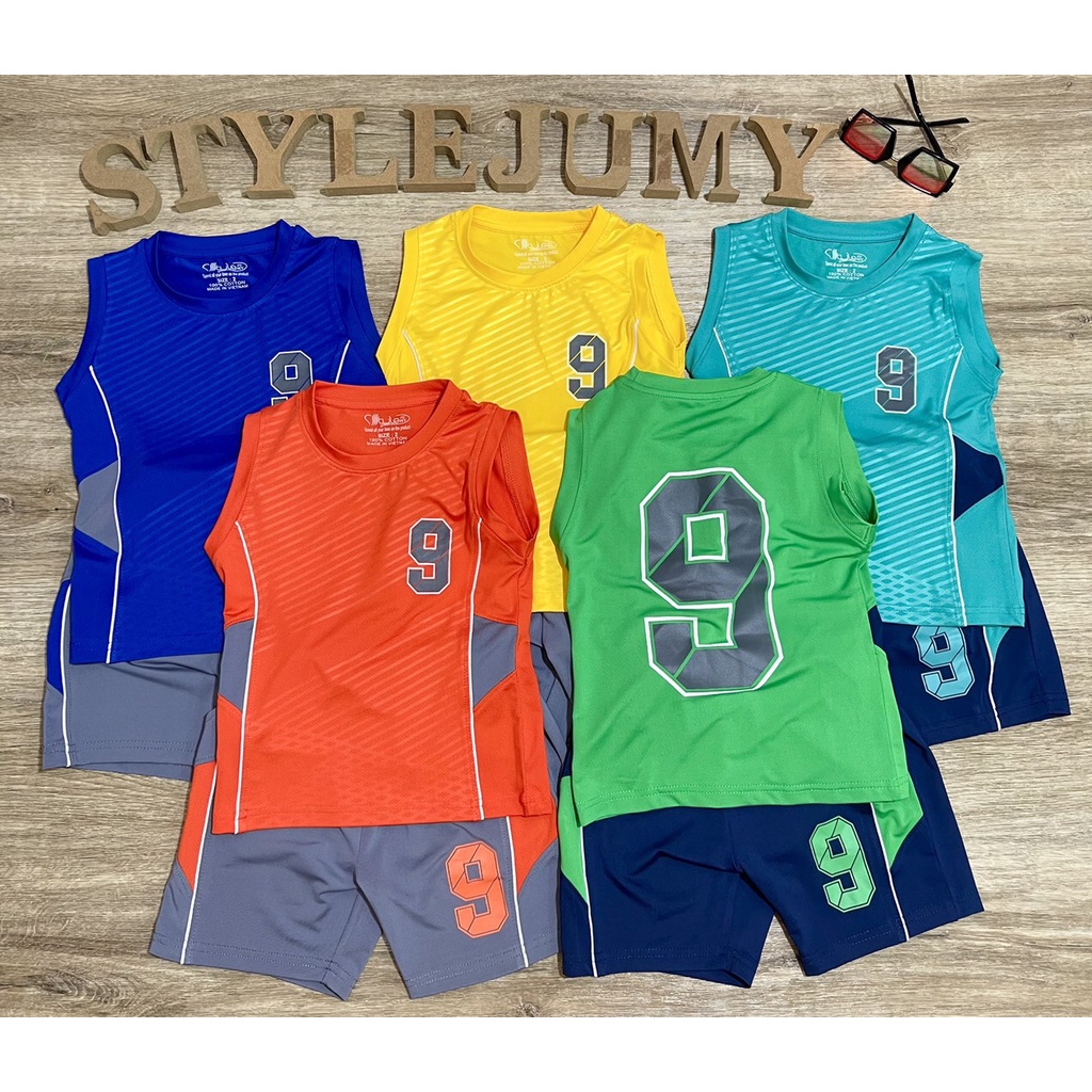 Size 1-6 ( 10-23kg) - Bộ đồ thể thao thun lạnh thông hơi sát nách in số 9