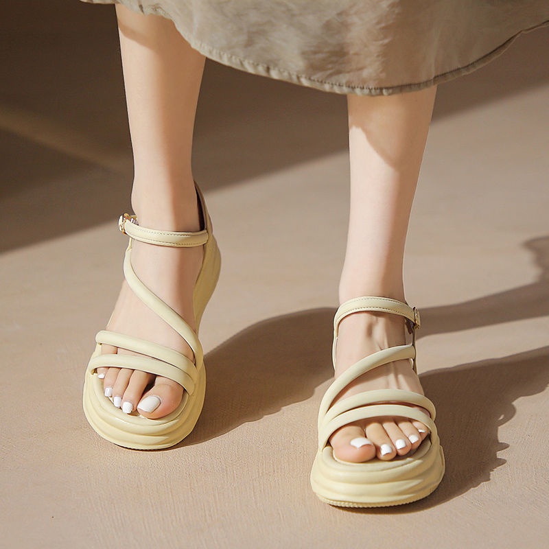 Giày Cao Gót Đế Dày Cột Dây Thời Trang Mùa Hè Sang Trọng Cho Nữ