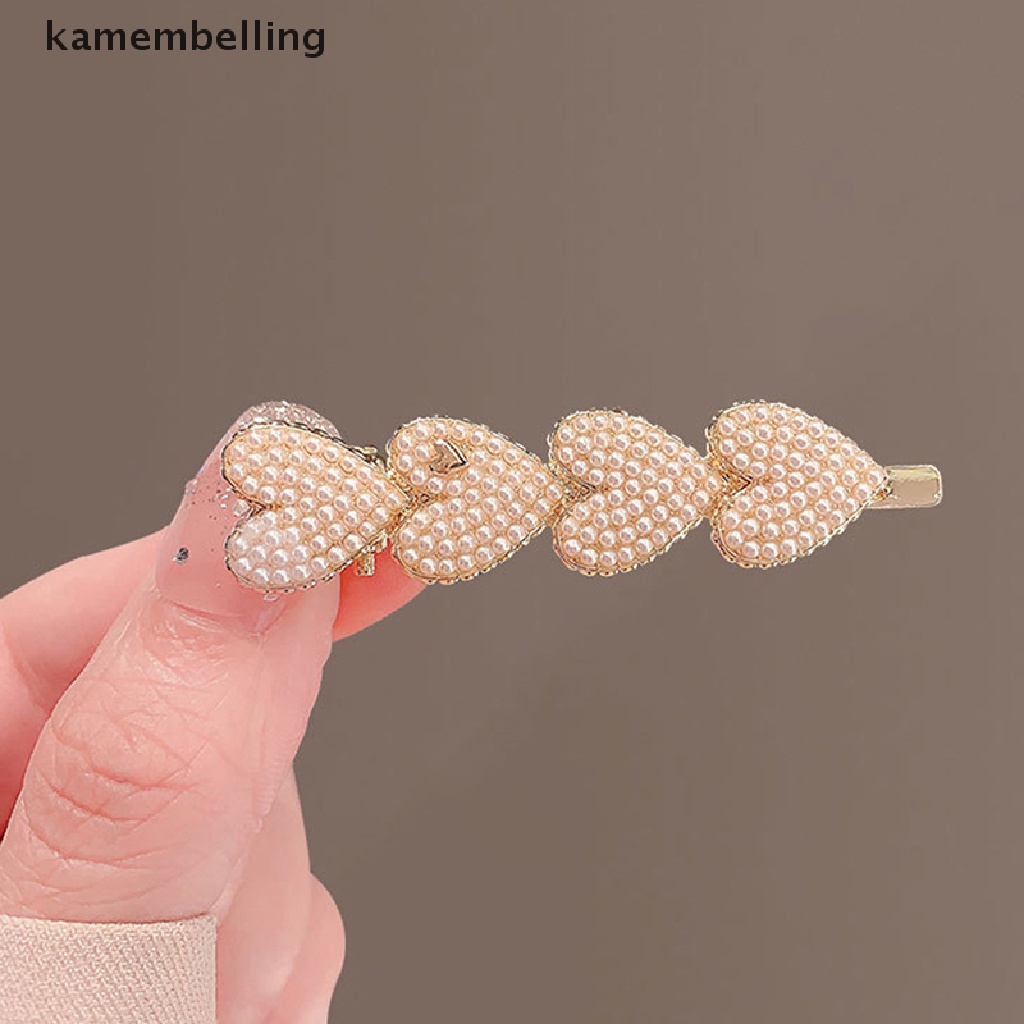 Kẹp Tóc Hình Trái Tim Đính Ngọc Trai Phong Cách Hàn Quốc Cho Nữ