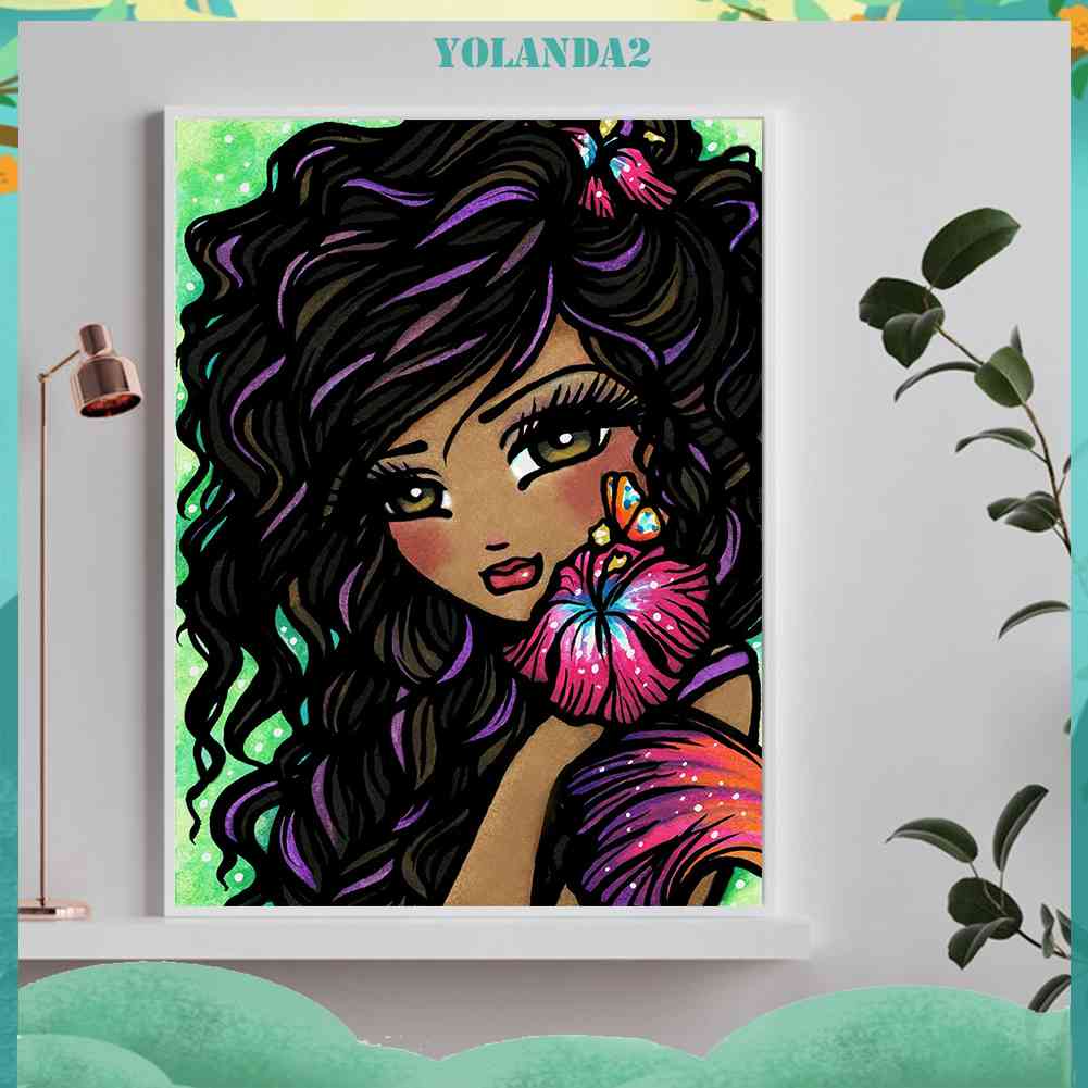 Tranh Đính Đá Kim Cương Toàn Bộ 5D DIY Hình Vẽ Cô Gái Trang Trí Nhà Cửa