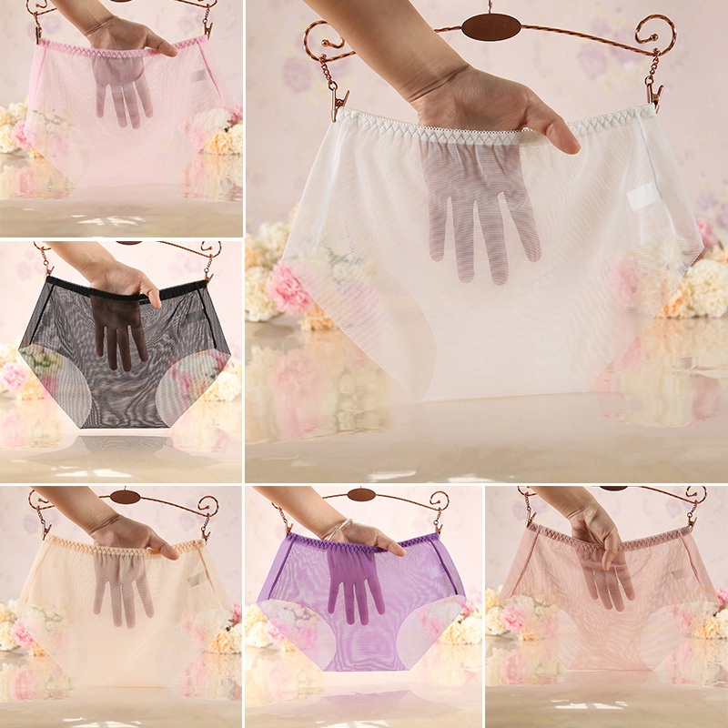 Quần Lót Lưới Mềm Mại Màu Trơn Lưng Vừa Thoải Mái Cho Nữ