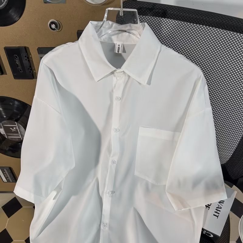 Áo Sơ Mi Tay Ngắn Có Túi Lớn Phong Cách Thời Trang Hàn Quốc Cho Nam Giới [M-2XL]