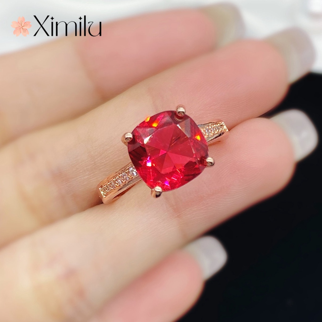 ⭐ Nhẫn Mạ Vàng Hồng Đính Đá Ruby T Classy Rubellite
