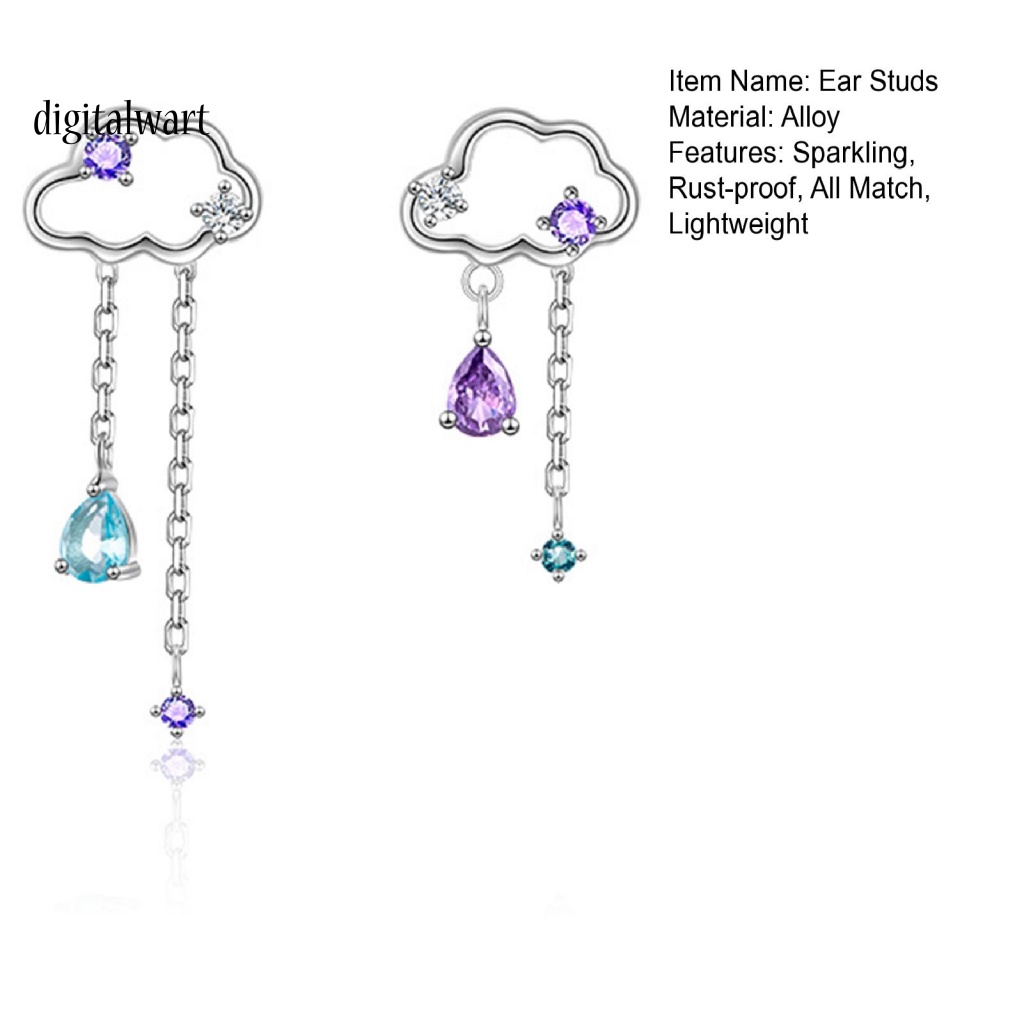 Kỹ Thuật Số| 1 Cặp Bông Tai Hình Đám Mây Lấp Lánh Bằng Hợp Kim Không Gây Dị Ứng Thời Trang Cho Nữ