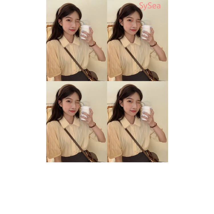 Áo Sơ Mi Cổ Búp Bê Thời Trang Mùa Hè Hàn Quốc Cho Nữ