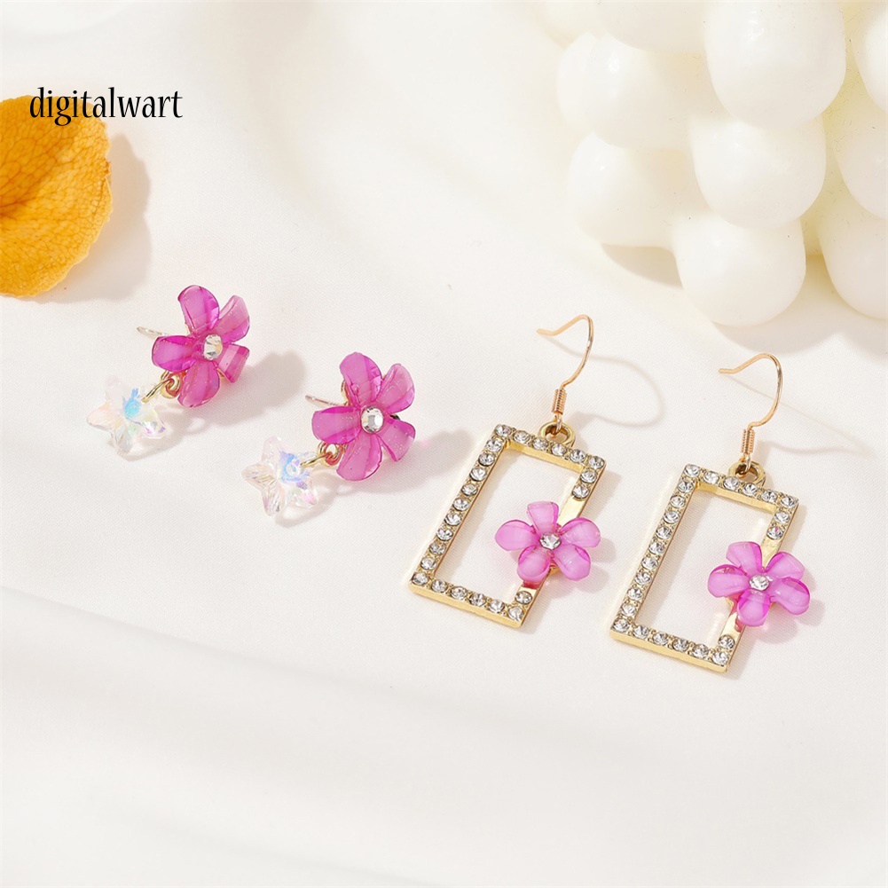 Kỹ Thuật Số| Bông Tai Dáng Dài Đính Đá Zircon Màu Sắc Gradient Thanh Lịch Dành Cho Nữ