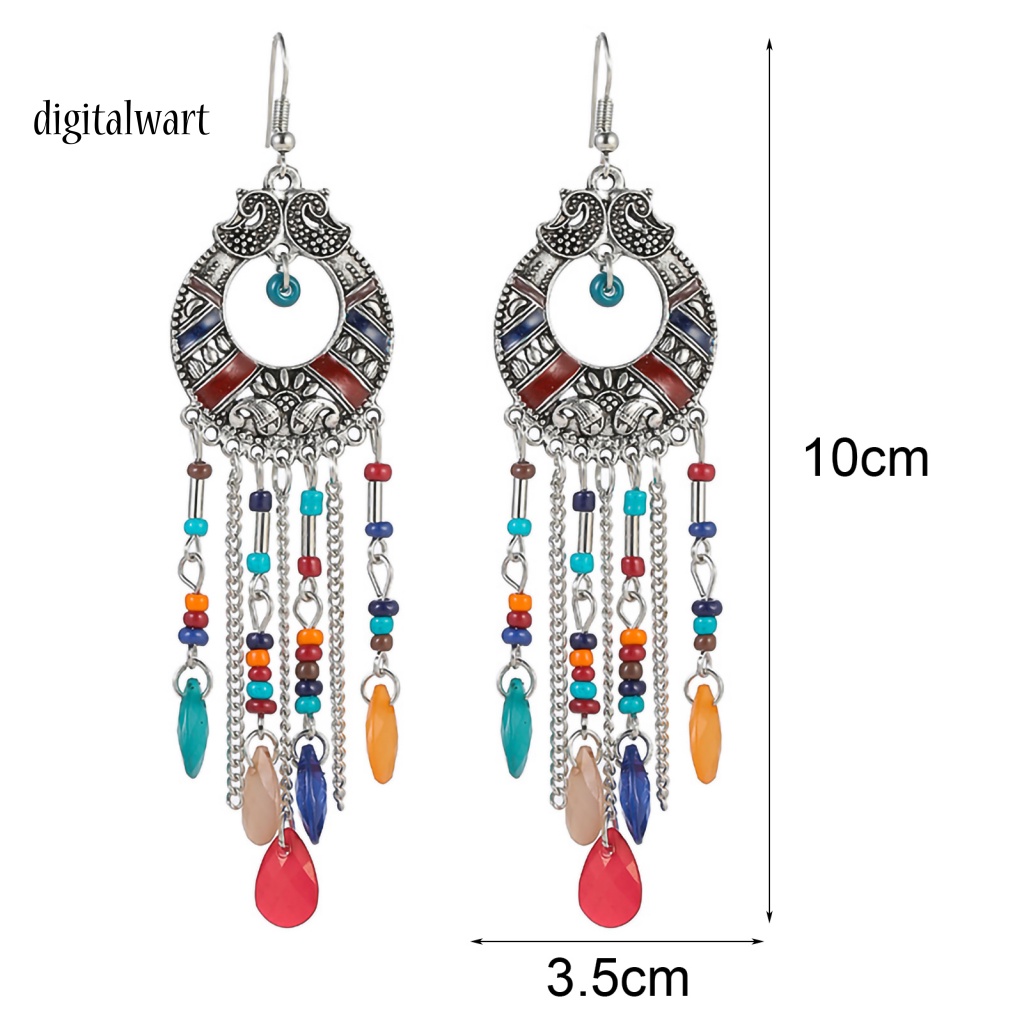 Kỹ Thuật Số| 1 Cặp Bông Tai Móc Tua Rua Đính Đá Phong Cách Bohemian Cổ Điển Thời Trang Dự Tiệc