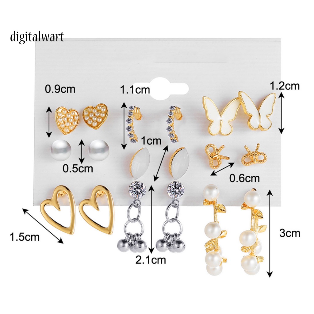 Kỹ Thuật Số| 1 Bộ Bông Tai Hình Trái Tim Đính Đá Acrylic Lấp Lánh Thời Trang Hàng Ngày