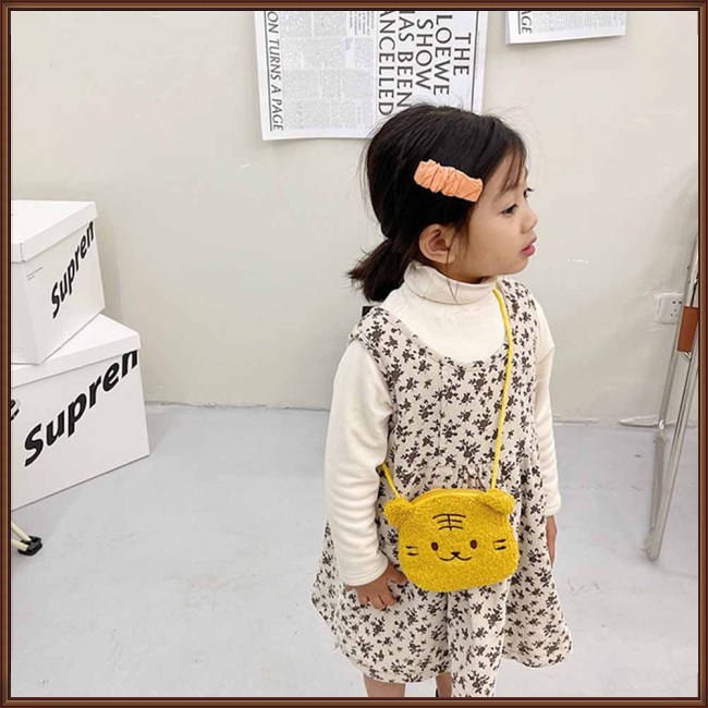 Túi Đeo Chéo Đựng Tiền Xu Hình Động Vật Hoạt Hình Bằng Lông Cừu Có Khóa Kéo Thời Trang Dành Cho Trẻ Em