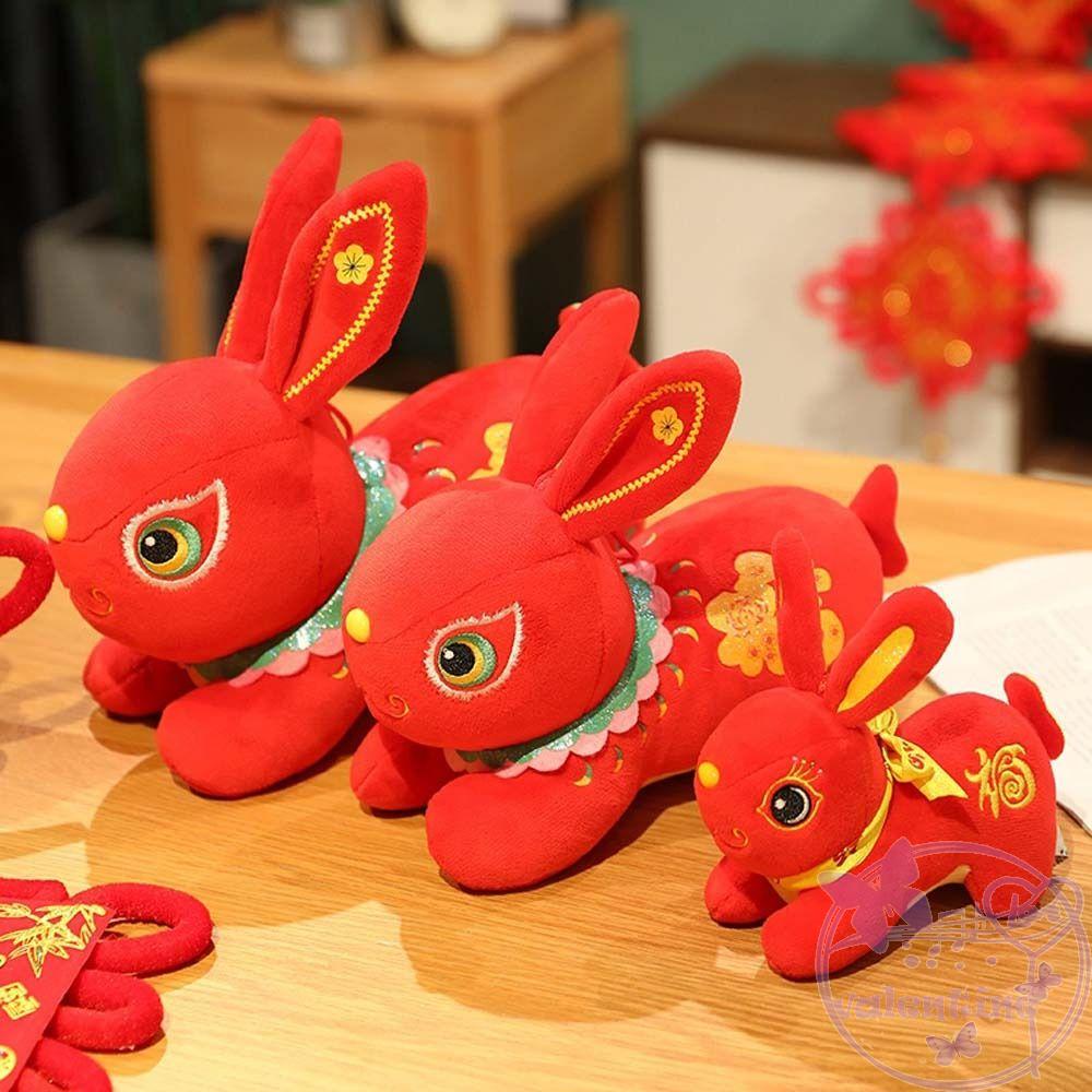 Thỏ Nhồi Bông Chất Liệu Cotton Mềm Mại Trang Trí Nhà Cửa Dịp Năm Mới
