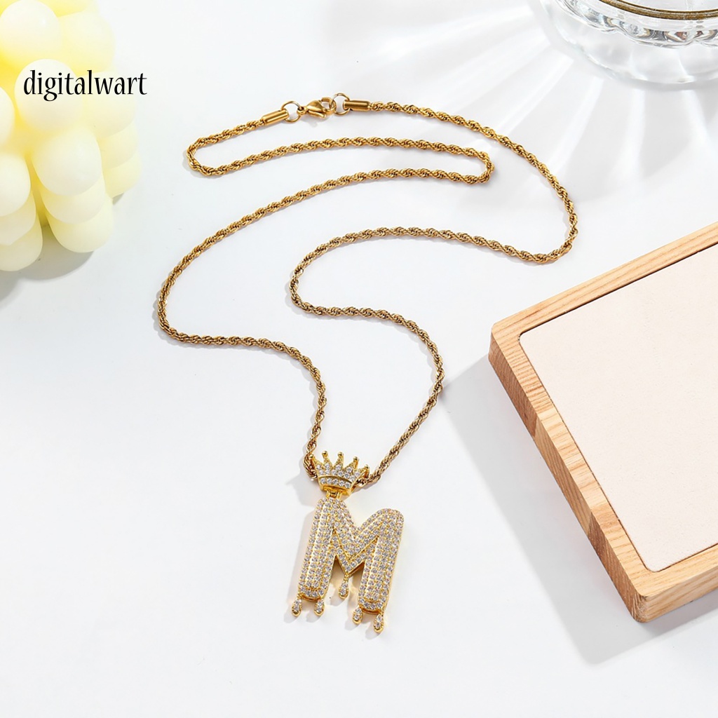 Kỹ Thuật Số| Vòng cổ Mạ Vàng 26 Chữ Cái Đính Đá Zircon Phong Cách Hip Hop