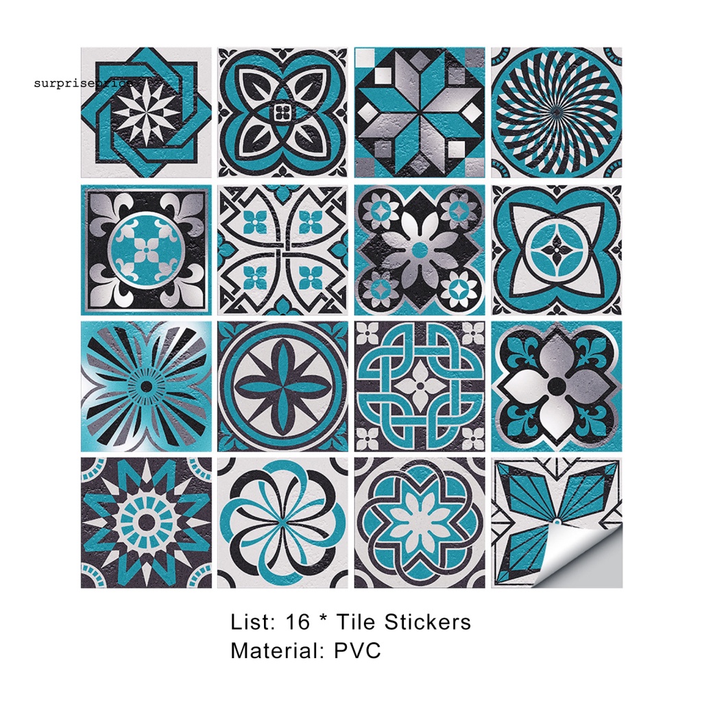 Set 16 Miếng Dán Tường Chống Nước Tự Dính Tháo Được Họa Tiết Gạch Phong Cách Bắc Âu Trang Trí Nhà Cửa DIY