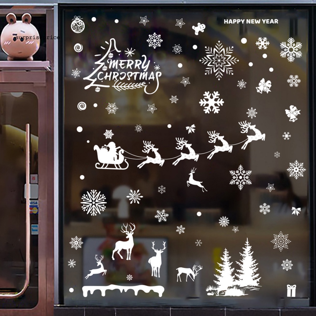 1 Set Sticker PVC Dán Tường / Kính Cửa Hàng Họa Tiết Giáng Sinh Tinh Tế DIY