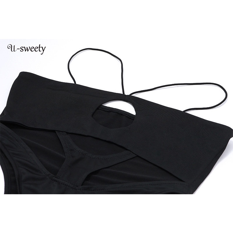 Bodysuit U-sweety Sát Nách Cổ Yếm Màu Trơn Cá Tính Thời Trang 2023 Cho Nữ